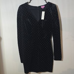 NWT Francesca's Collections Black Velvet Long Sleeve Dress